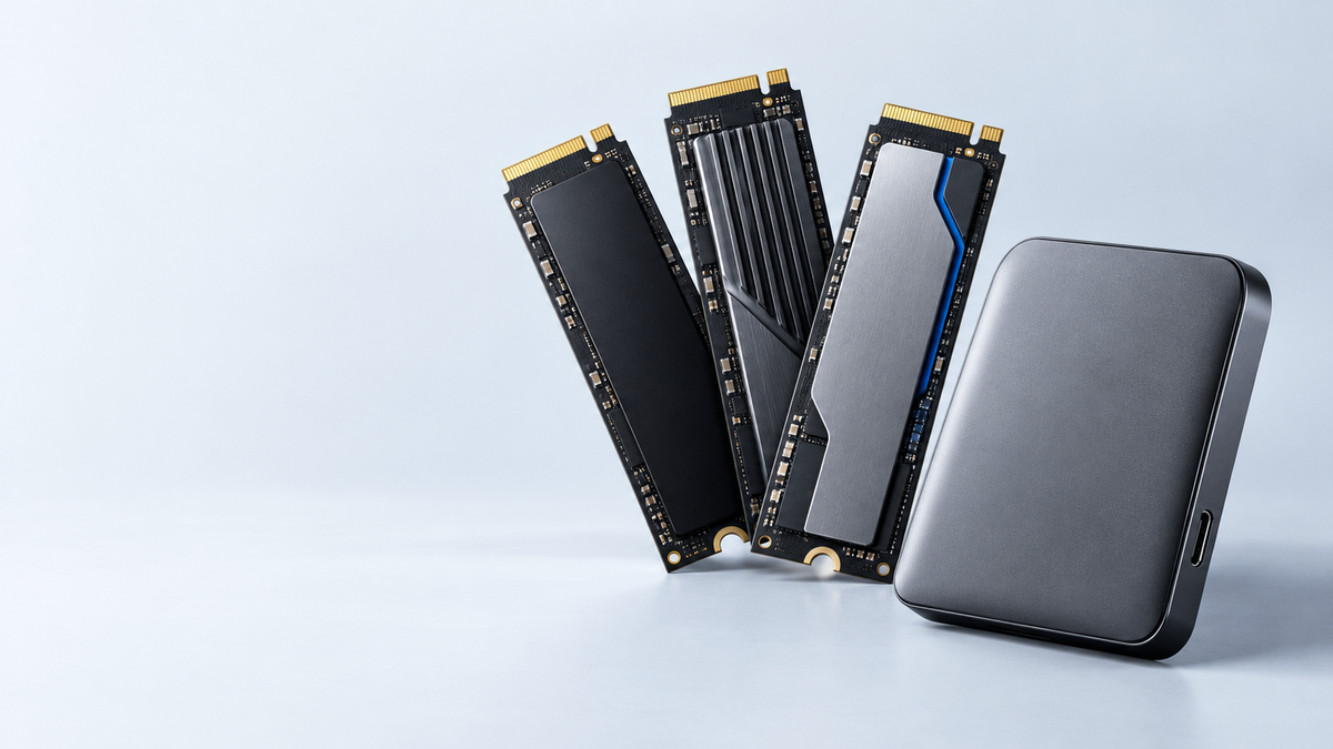 M.2 NVMe SSDs and a portable SSD