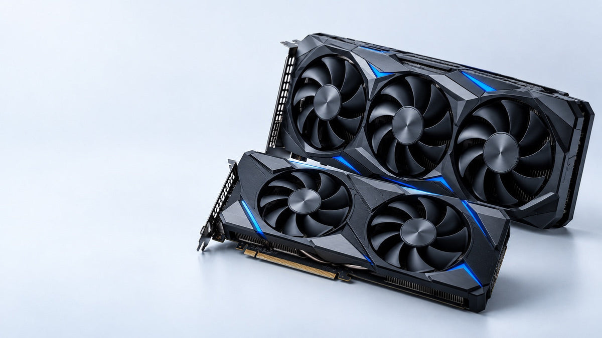 Two graphics cards with triple and dual fans