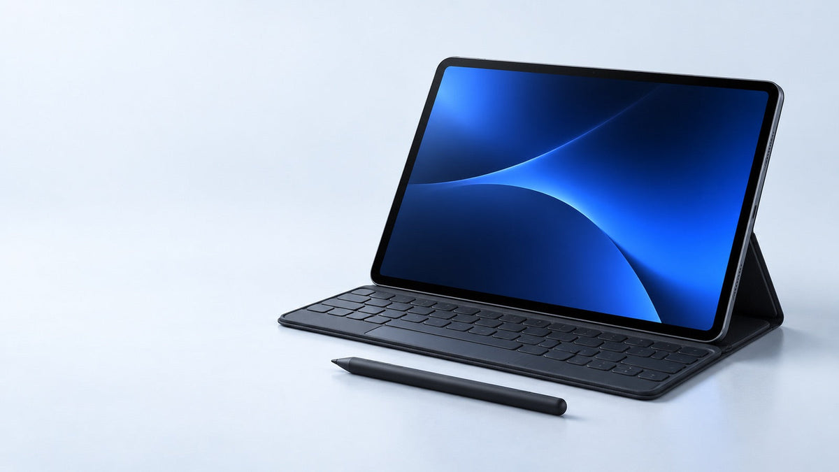 Tablet with stylus and keyboard cover
